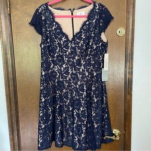 Eliza J navy lace overlay dress